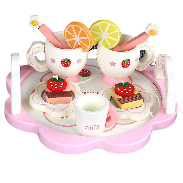 Träleksaksspelhus Simulerings Afternoon Tea Set Pedagogisk Leksak För Barn Barn Småbarn