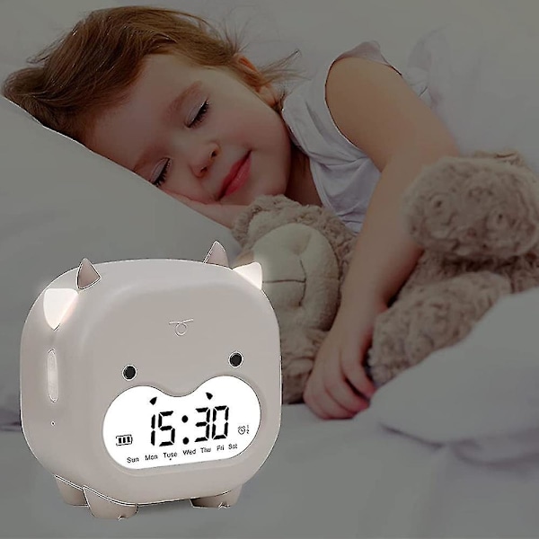 Barnalarmklocka, Digital Alarmklocka för Sovrum, Barn Sömncoach, Nattlampa, Sömntimer och Snooze Laddningsbar Söt Digital