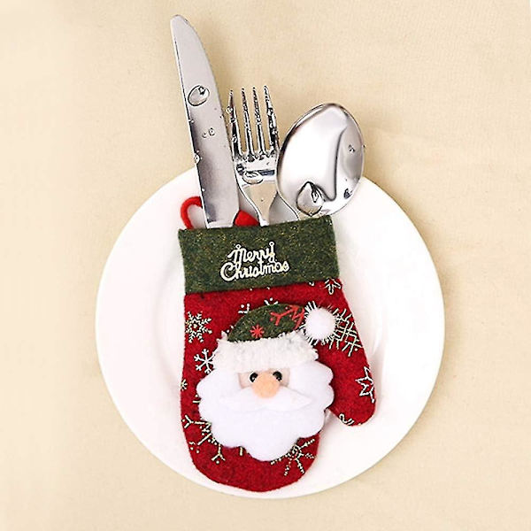 Julbestickset med 4 fickor för julmiddagsdukning, julservetter för hemmet