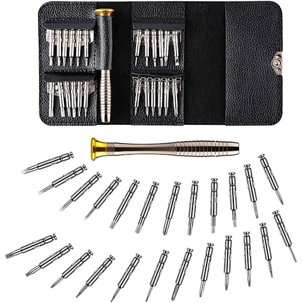 Præcisionsmekaniker skruetrækkersæt, 25-i-1 mini Torx Allen nøgle præcisionsmekaniker værktøjssæt magnetiserbart reparationssæt til urbriller model