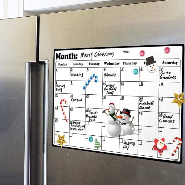 Magnetisk tavle Kjøleskapskalender - Måltidsplanlegging og handleliste Tavle - Notatavle og oppslagstavle for familieplanlegging - Ukentlig