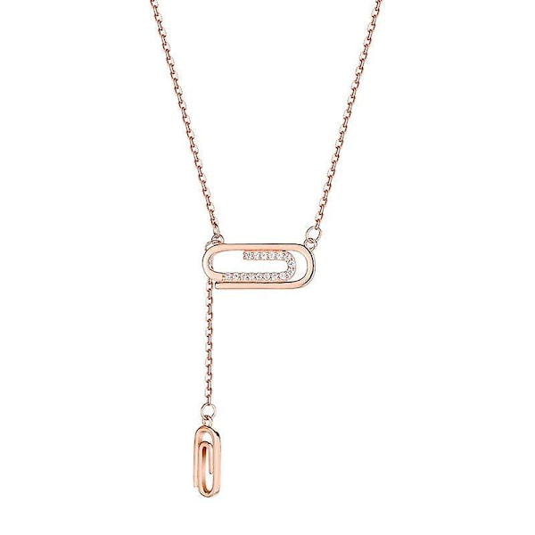 Silver Gemometrisk Nyckelbenskedja med Gem-design (Silverfärg)