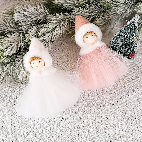 Juldocka Hängsmycke Bred Användning Söt Utseende Dekorera Söta Fe-Ängeldocka Julgransdekorationer för Jul (I)