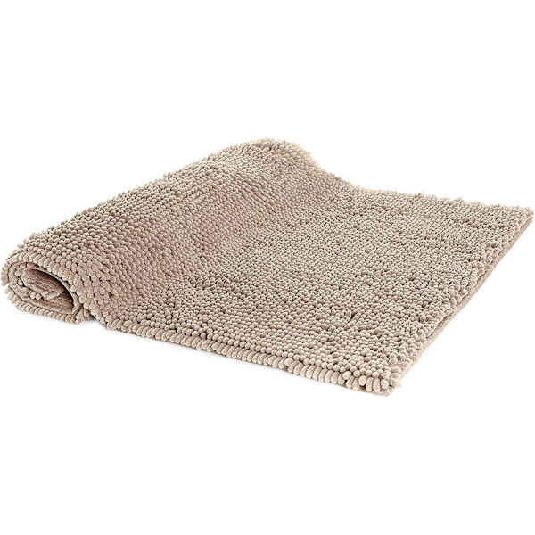Halkskyddad badrumsmatta i mikrofiber med hög lugg 40 x 60 m Beige