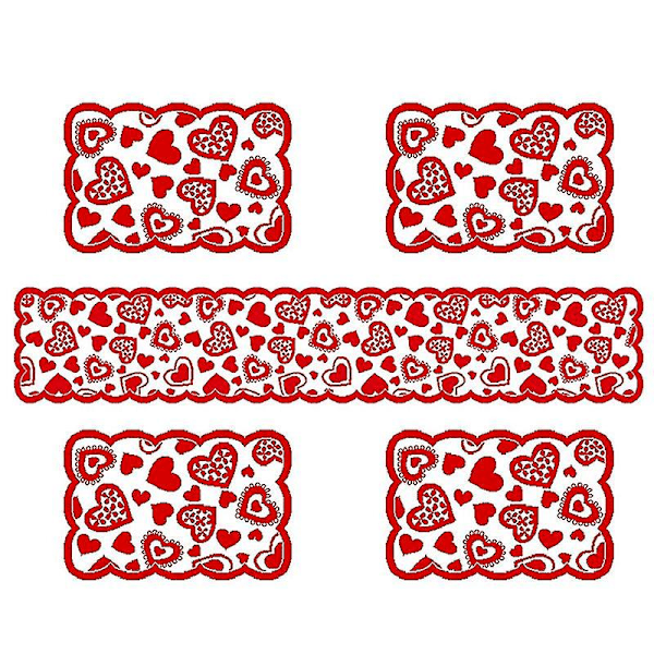 Hjärtformad Bordlöpare &amp; Bordstablett Parmiddagsbordsdekoration Stickad Rektangulär Dukskydd För (Placemat)