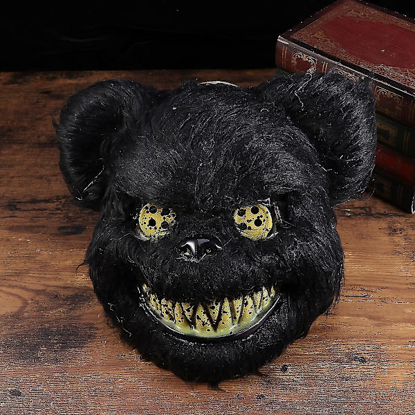 Scary Bloody Bear Mask Kostume Tilbehør Til Halloween Maskerade Cosplay Kostumefest Performance (sort)