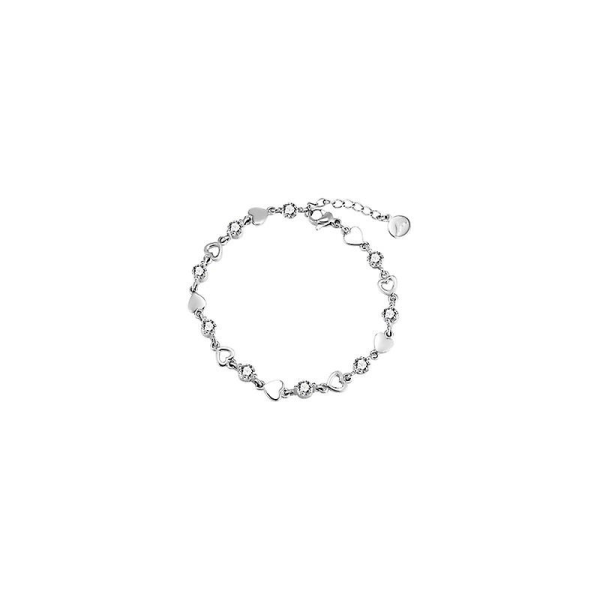 Crystal Heart Charm Link Armband Silver Dam Flickor Smycken Present, 1 Count