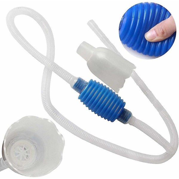 Akvarie Rengjøring Siphon. Akvarium Enhånds Siphon Pumpe Kan Tømme og Skifte Vann på Minutter (Blå)