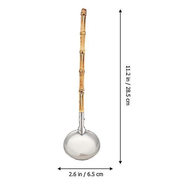 1 st kreativ bambus- och rostfritt stål matlagningskedja Praktisk soppsked