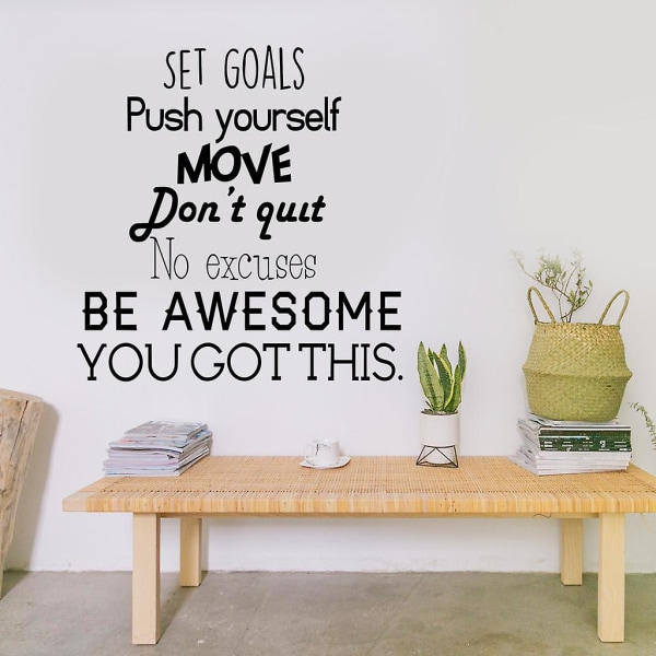 Et sett med veggklistremerker inspirerende ord på engelsk kreativt veggklistremerke for stue soverom kontor kjøkken