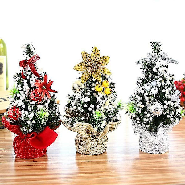 Julgran 20CM Mini Julgran Set Ornament Desktop Silver