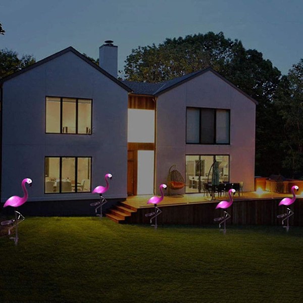 Flamingos Trädgårdsdekorationer Ljus, Ip44 Vattentät Utomhus Solcells Stake Ljus, Rosa Flamingo Trädgård Ornament Juldekoration, Solcells Driven Dekorativ