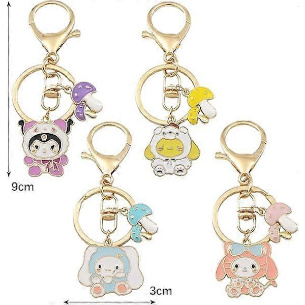 Nøkkelring inkludert Kawaii nøkkelring 4 stk Søt veskeanheng Gave til barn Mini Anime figur Nøkkelring