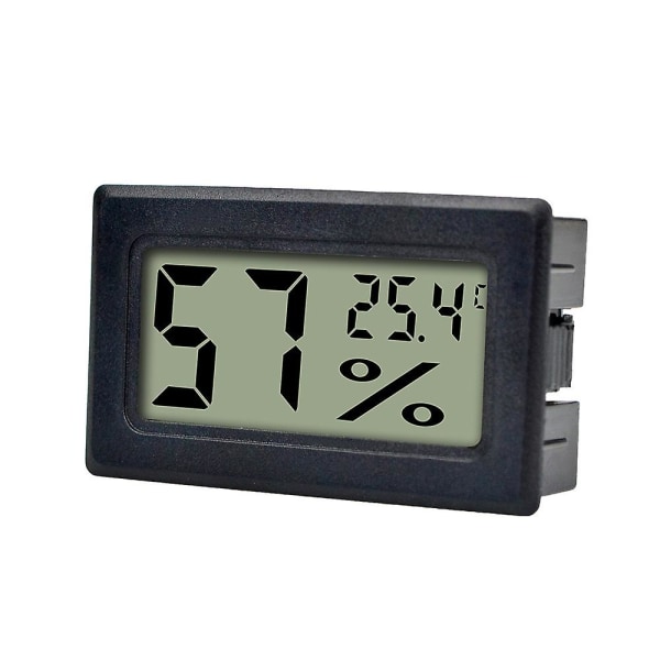 1 stk. Mini Digital LCD Termometer Hygrometer, Digital Termometer Hygrometer Indikator til Køkken Kontor Hjem Fugtere Inkubatorer Krybdyr (Sort)
