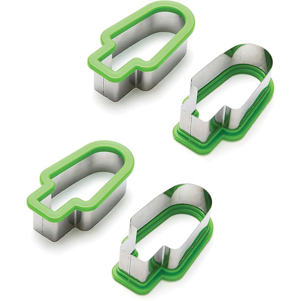 Vattenmelon Slicer, Kreativ Popsicle Form Rostfritt Stål Vattenmelon Skärmaskin Handhållen Melon Slicer DIY Fruktverktyg - Grön, 4 Pack
