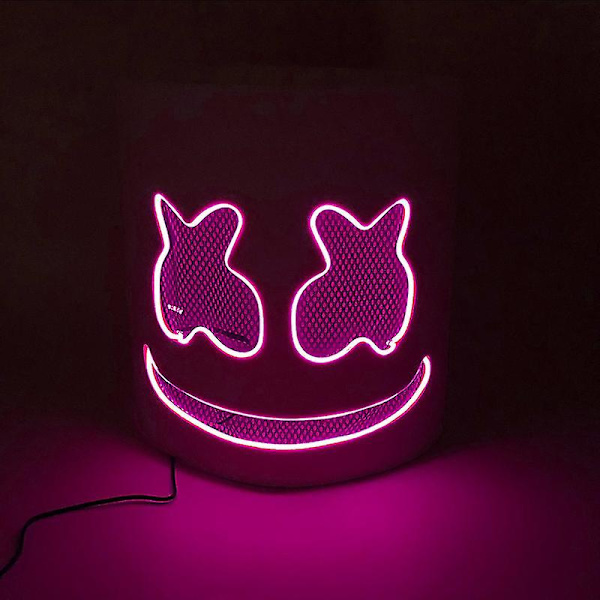 Kuuma Halloweenin Valoisa Pääpeite Led-Valoilla Cosplay Dj Marshmello Pääasuste Hohtava Neon Musiikkifestivaali Maski Rave-Puolueen Tarvikkeet (Ei Valoa)