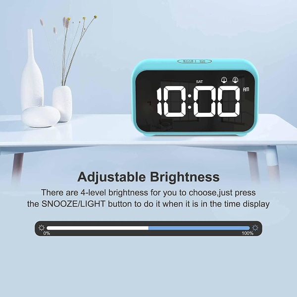 Digital klocka med tupplurstimer, snooze, batteridriven, USB laddning och dubbla larm