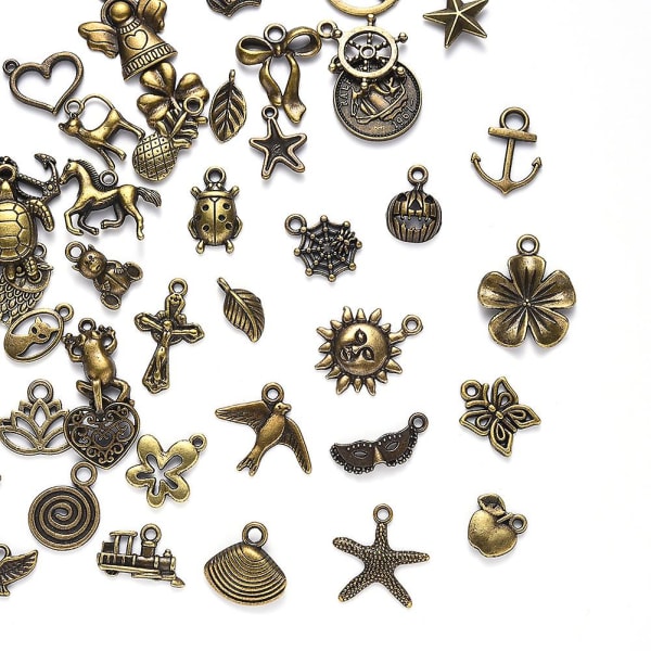 100 st blandade berlockhängen diy för smycketillverkning och hantverk, vintage tibetanskt silverhänge
