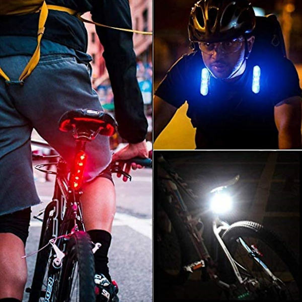2 stk. cykel baglygte, USB genopladelig cykel baglygte 360 graders rotation vandtæt cykel baglygte (blå)