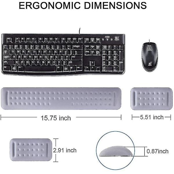 Musmatta och handledsstöd för tangentbord - Set. Ergonomiskt handledsstöd för smärtlindring