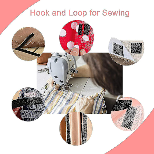 Dww-velcro Extra Large (10cm*2m), För att sy ränder på tyg, Icke-självhäftande svart nylonband för kabelhantering, sömnad, L