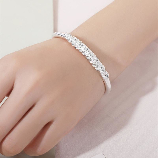 Dam Silver Plated Elegant Armband Charm Bröllop Smycken Present Justerbar, 1 st