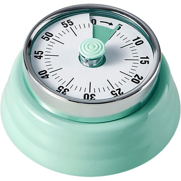 Rustfrit stål vintage køkkentimer med magnetisk bagside, 60-minutters nedtælling og høj ring - Ideel mekanisk timer (grøn)