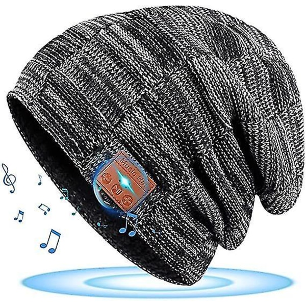 Bluetooth mössa för män present-tonåring julstrumpa fyllning pojke vuxen musikhatt med hörlurar (grå)