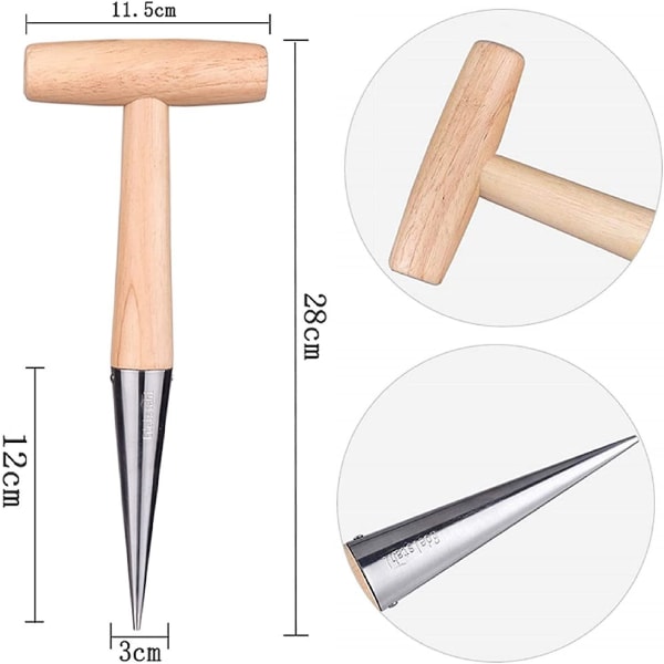 Trädgårdsskötselhandverktyg för trädgårdsodling Fröplantor med trähandtag Planteringstransplantationsverktyg (storlek: 28 cm)
