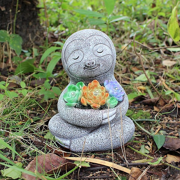 Sloth Garden Statue Solar Lamp Figurine Resin Sculpture, Ornament för uteplatsdekoration, 11,5*10*15cm