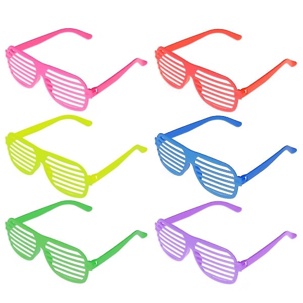 50 st Solida Färgade Shutterglas Plast Shutter Shades Solglasögon Ögonkläder Festrekvisita (6 Färger Blandat Paket)