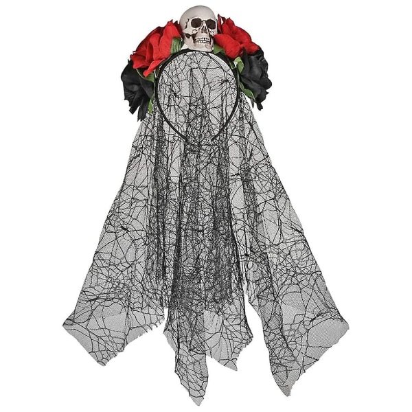 Pannebånd, Rose Flower Crown Veil Pannebånd Hodeplagg For Kostyme Halloween Party