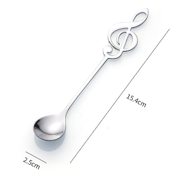 Kaffeskeer, 4 stk. rustfrit stål kaffeteske musiknote skeer dessertskeer omrøringsskeer