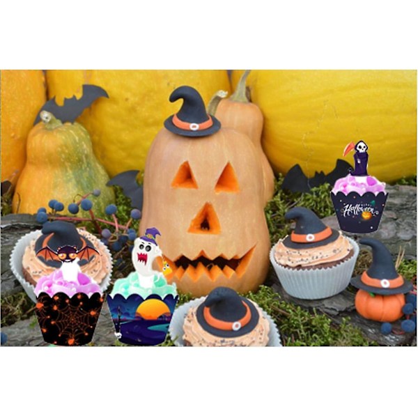 Halloween Cupcake-dekorasjoner - 48 stk Søte Edderkopp Toppere
