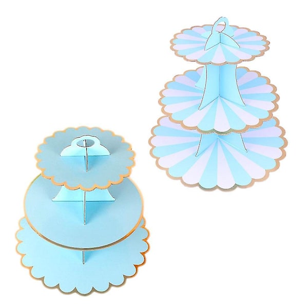 2 st Pappers Cupcake Förvaringsställ Fruktvisningsställ Bröllopstårta Visningsställ