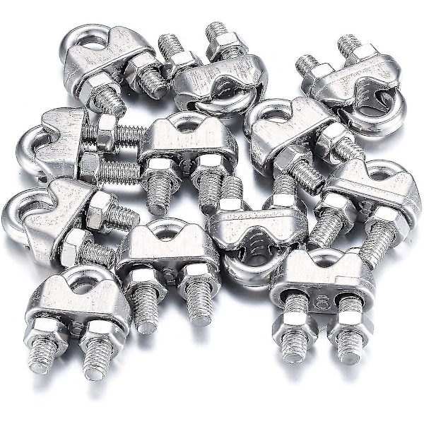 12 stk. Wire Rope Clips Klemmer, U-Bolt Saddelbeslag, U-Formet Klemmer, Rustfrit Stål