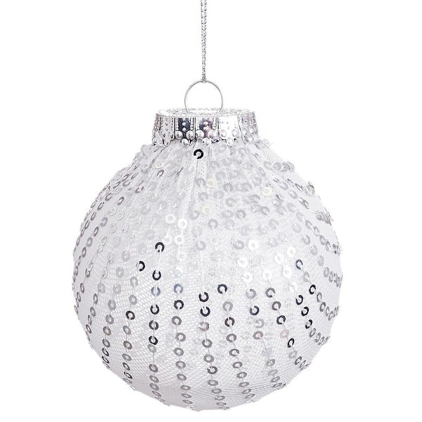 Julgranskulor Vita Silver Plast Tyg Paljetter 8 x 8 x 8 cm (6 stycken)