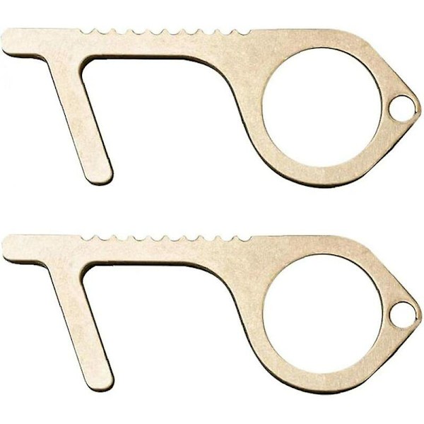 1 st bärbar presslyfthygienverktyg mässing antimikrobiell handfri dörrhandtag dörröppnare nyckelring dörröppnare