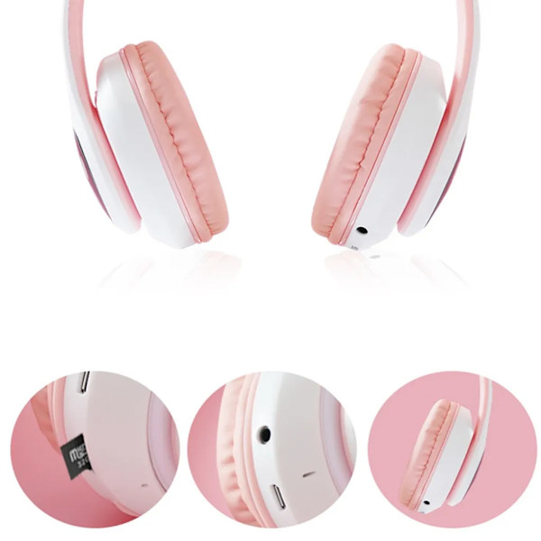 Kissan korvakuulokkeet Bluetooth langaton stereo LED-valo vilkkuva karikatyyri söpö tytöille naisille violetti