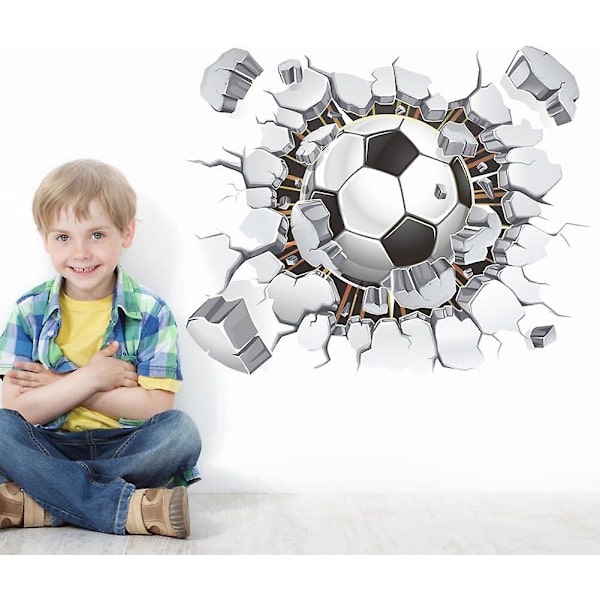 Fotboll 3D väggklistermärken (40x50 cm) I Dekorativa klistermärken Sport Poster I Väggklistermärke för barnrum pojke barn baby plantskola tonåring