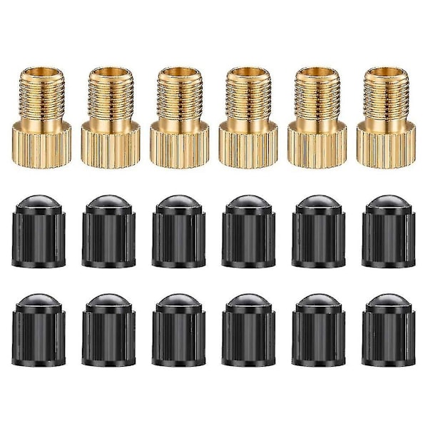 6 stk Presta Ventiladaptere, Konverter Presta til Schrader Adapter for Sykkel, Pump Opp Dekk Ved Hjelp av Standard