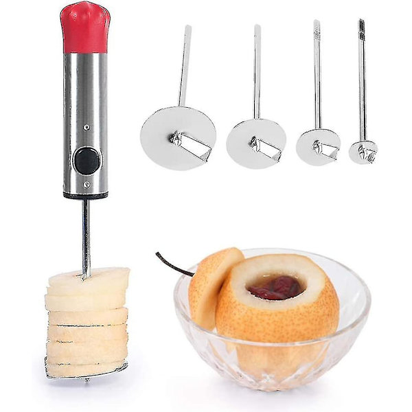 Veggie Drill, Grøntsagsudskærer og Spiralizer i Rustfrit Stål, 4 Størrelser
