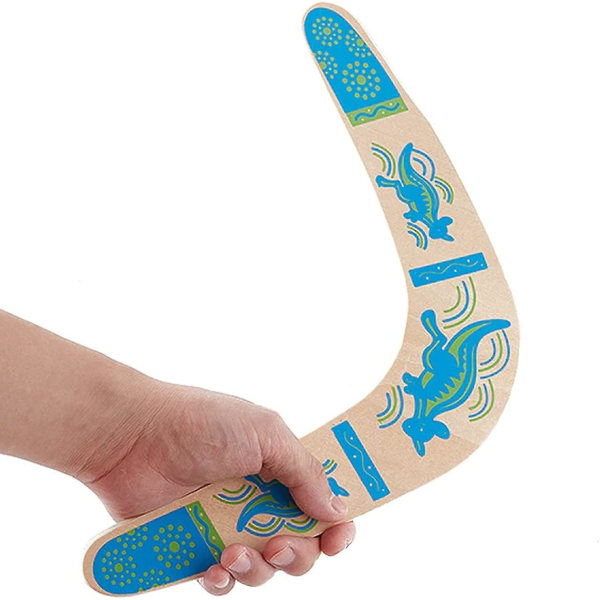 Inborntrait Håndlavet Boomerang, træ-boomerang i australsk stil, V-formet tilbagevendende boomerang for aldre over 10 år, børn og voksne - blå