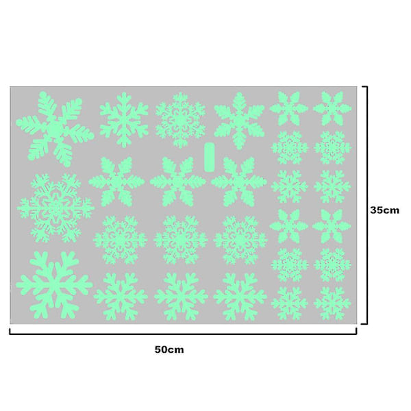 Festlige Elektrostatiske Snefnug Stickers, Fluorescerende Glødende Sticker, Vindue Julepynt