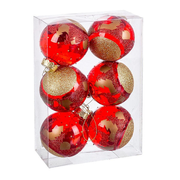 Julgranskulor Röd Plast 8 cm (6 stycken)