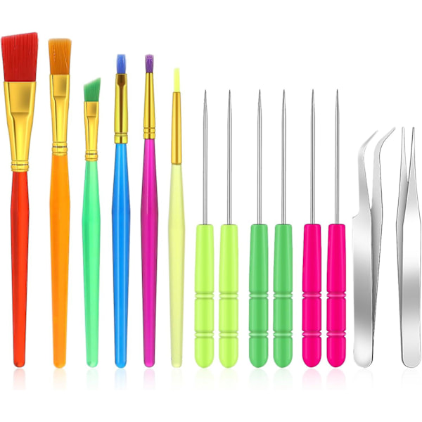 14 Pcs Cake Decorating Tool Set Cookie Tools Decorating Kit Brushes Scriber Needles Sugar Stir Needles Tweezers