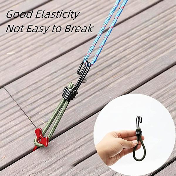 Bungee-snören med krokar, Bungee-snöre, Mini Bungee-snöre, 8 stycken, Gul och grön, Lämplig för lastning, camping, presenningar, etc.