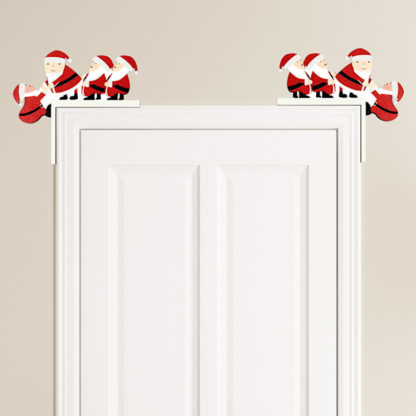 2 st juldekorationer Tomte Rensa Julgran Applikation Träbord Dörrram Hörn Applikation (D)