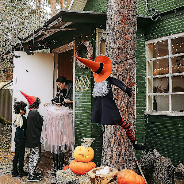 Stor Krasjende Heks Halloween-dekorasjon (53\" H), Krasjende Heks Inn I Tre, Utendørs Innendørs Krasjet Heks Rekvisitter Halloween Hengedekorasjon For Tre
