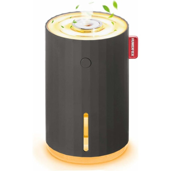 Mini luftfuktare - Tyst bärbar luftfuktare med nattljus och justerbart dimläge (grå, inkluderar 2 filter)